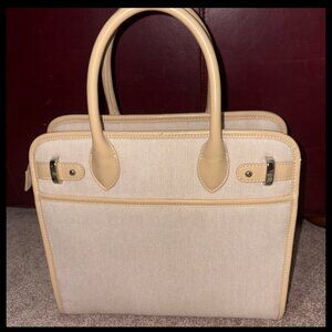 Etienne Aigner Beige Canvas & Leather Satchel Bag